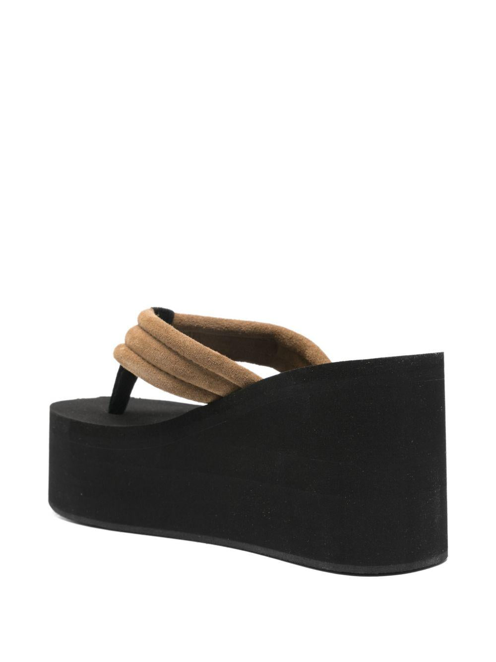 COPERNI Infradito platform in gomma nere e marroni con logo 