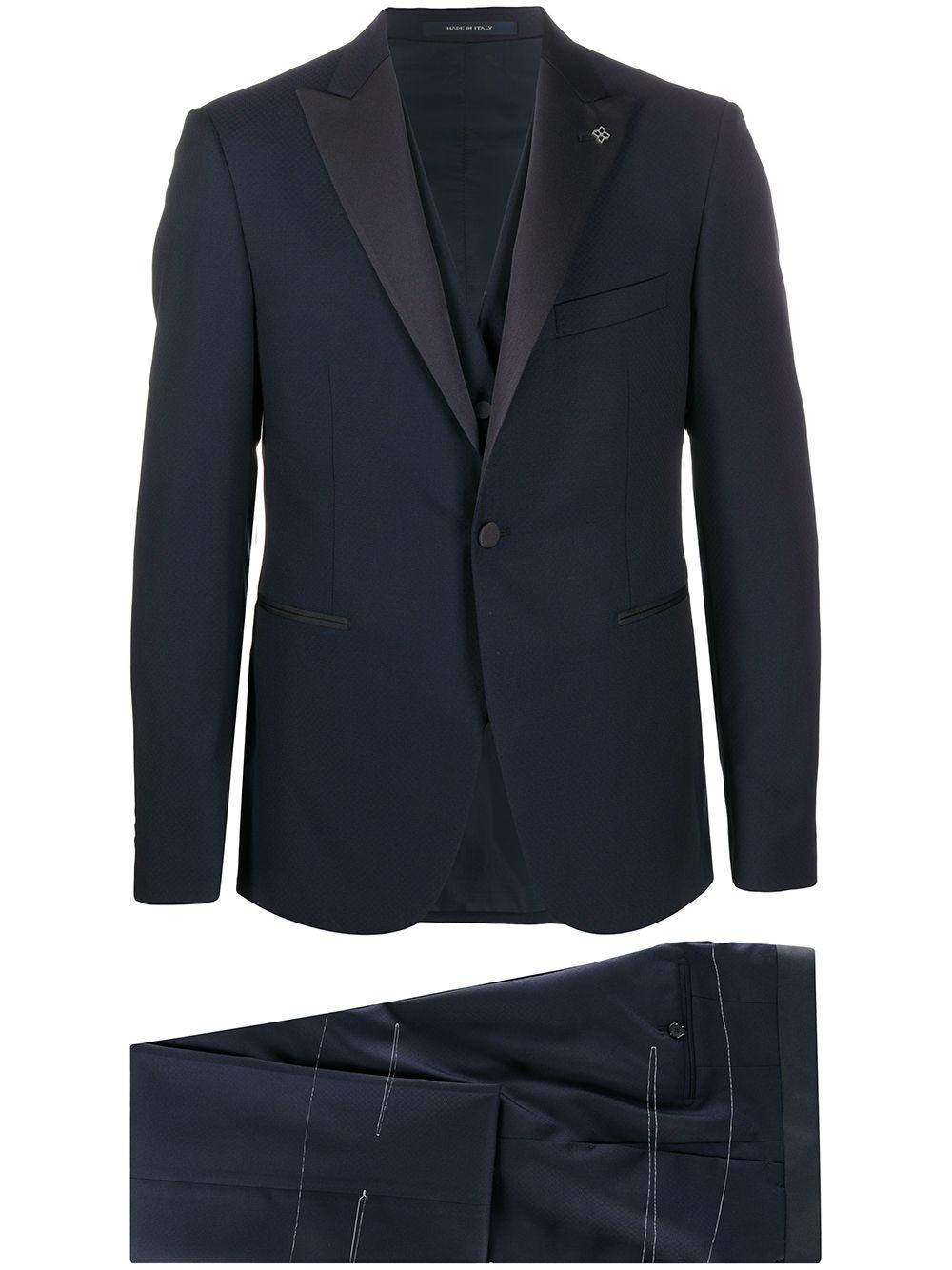 TAGLIATORE Completo tre pezzi blu con giacca monopetto 