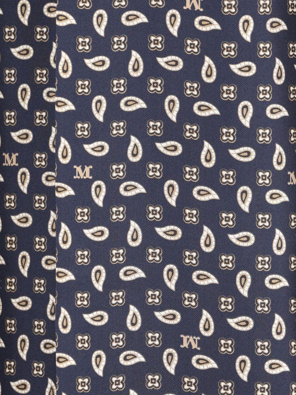 MAX MARA Pantaloni di seta blu con grafica all-over 