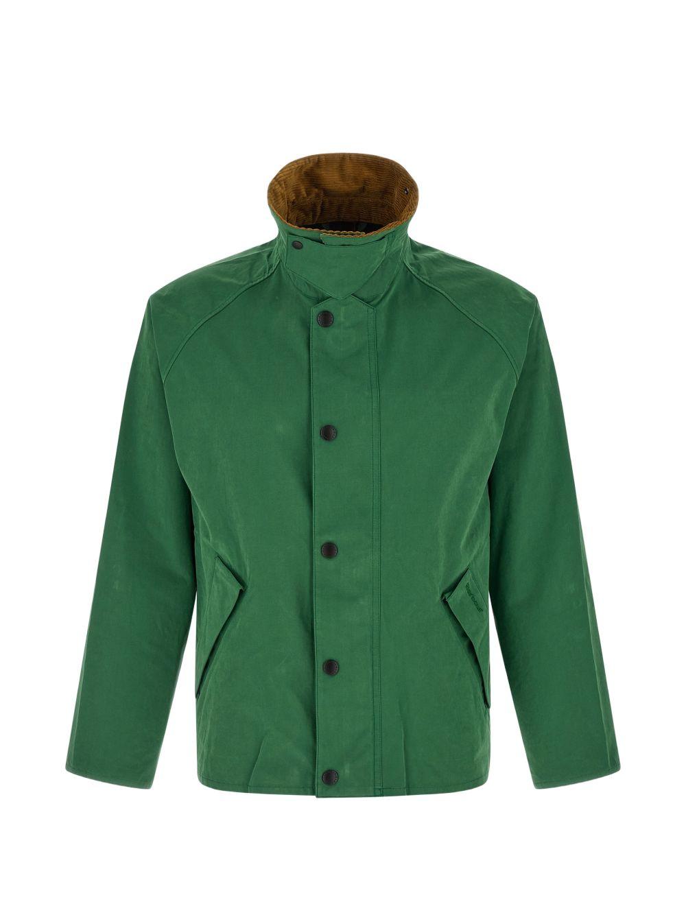 BARBOUR Giacca Transporter verde con colletto in velluto 