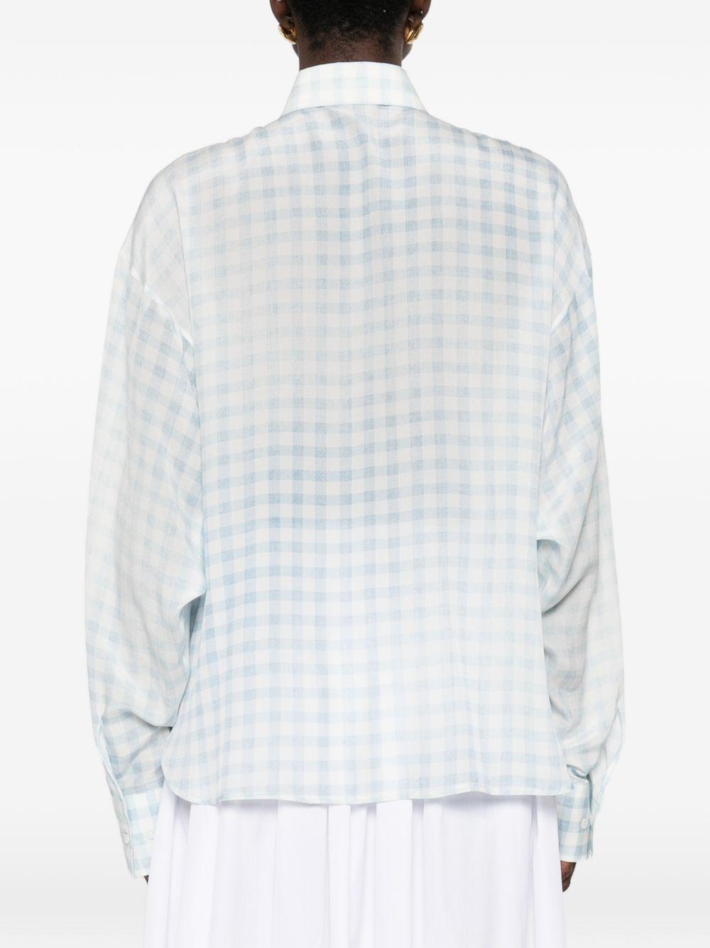ERMANNO SCERVINO Camicia a quadretti celeste in seta 