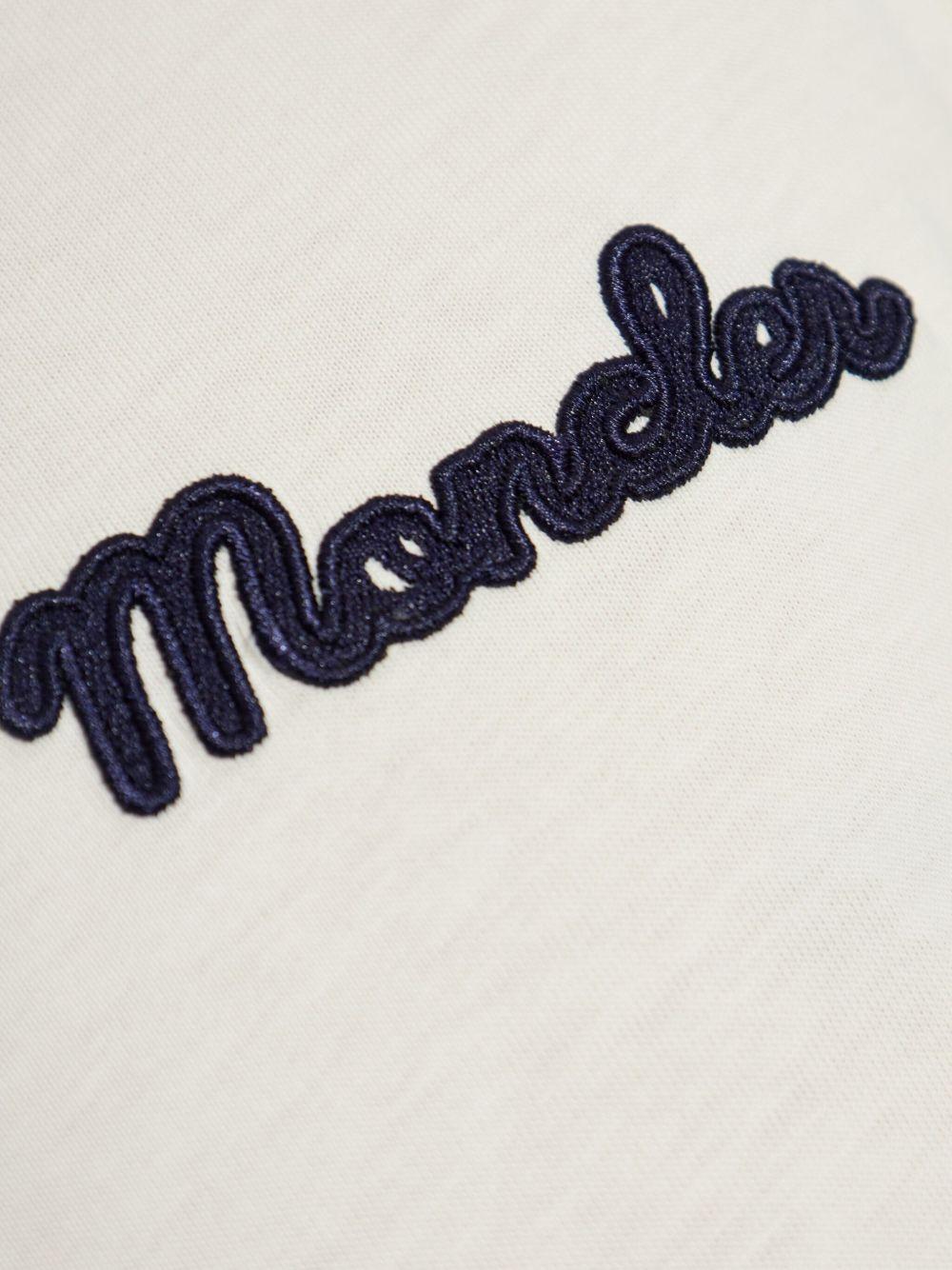MONCLER T-shirt in cotone bianco con colletto rigato e logo 