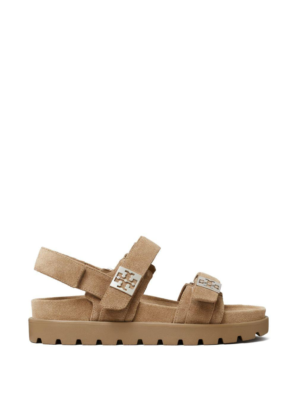 TORY BURCH Sandali Mellow in suede con chiusura in velcro e suola carrarmato 