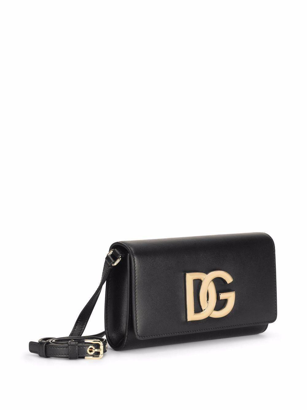 DOLCE e GABBANA Borsa a tracolla DG in pelle nera 