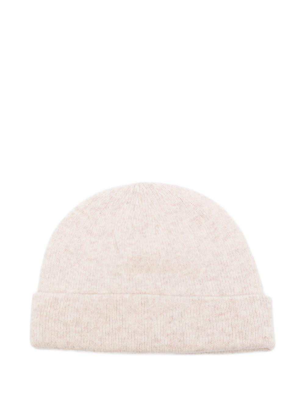 YERSE Cappello Cleo in lana écru con logo 