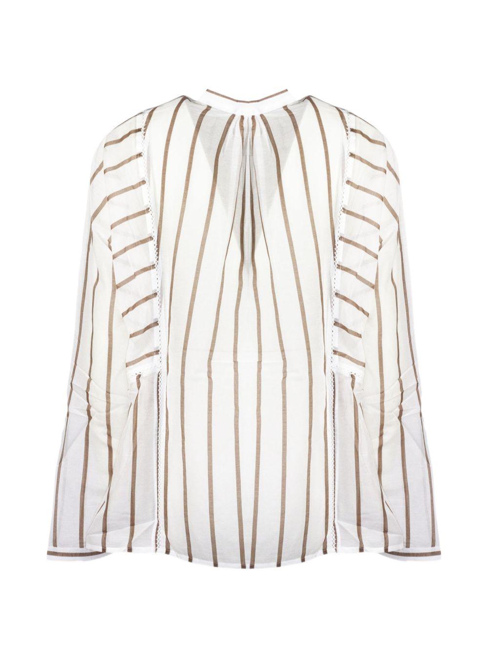 SEMICOUTURE Camicia Lola a maniche lunghe in cotone misto seta con collo alla coreana 