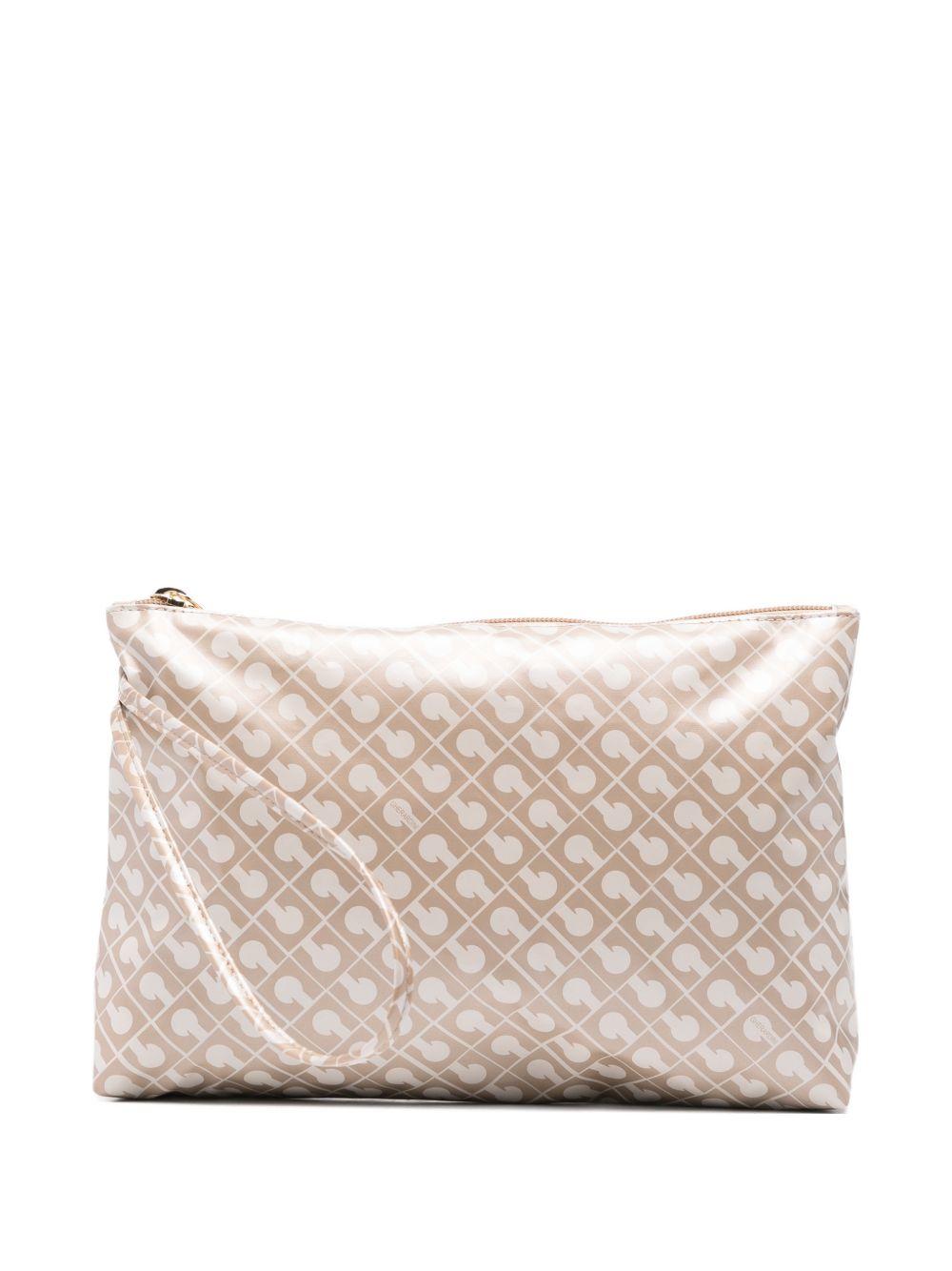 GHERARDINI Pochette beige chiaro Softy Creta con logo all-over 