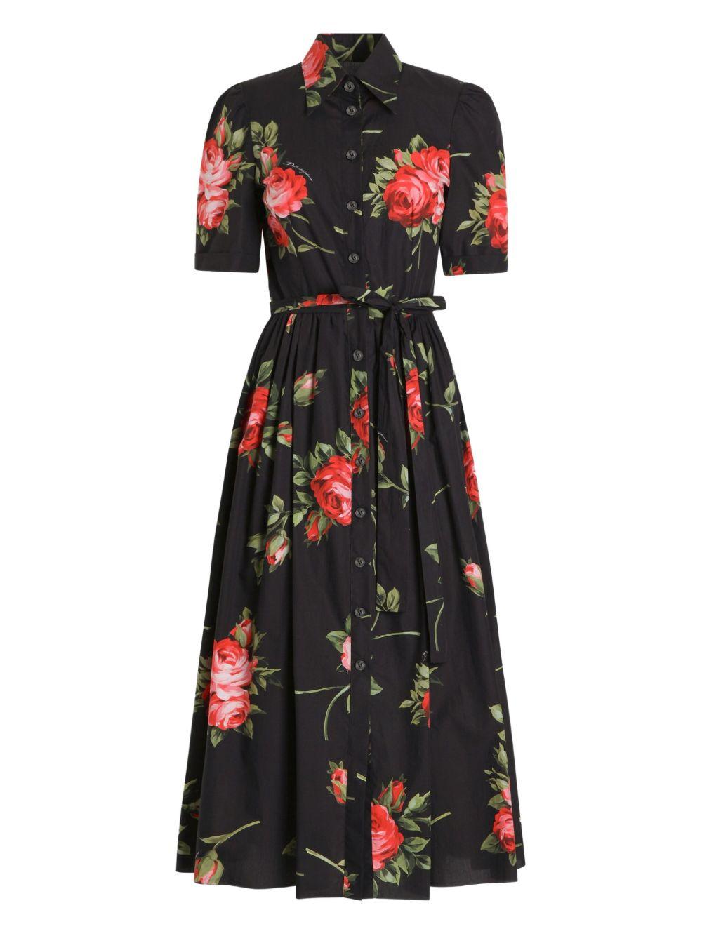 DOLCE e GABBANA Abito midi con fantasia floreale 