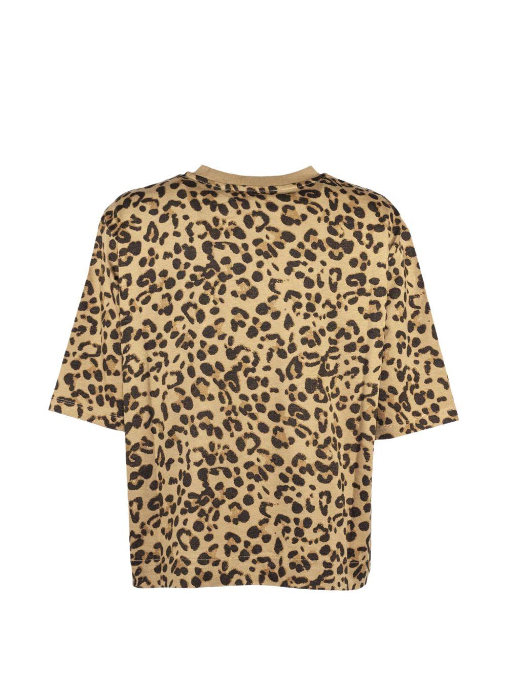SEMICOUTURE T-shirt in cotone girocollo con stampa leopardata 