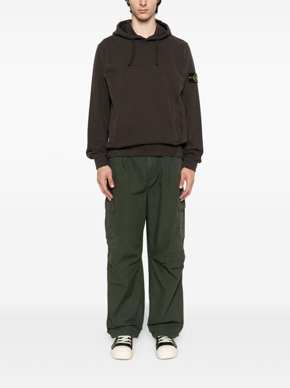 STONE ISLAND Felpa con cappuccio in cotone marrone 