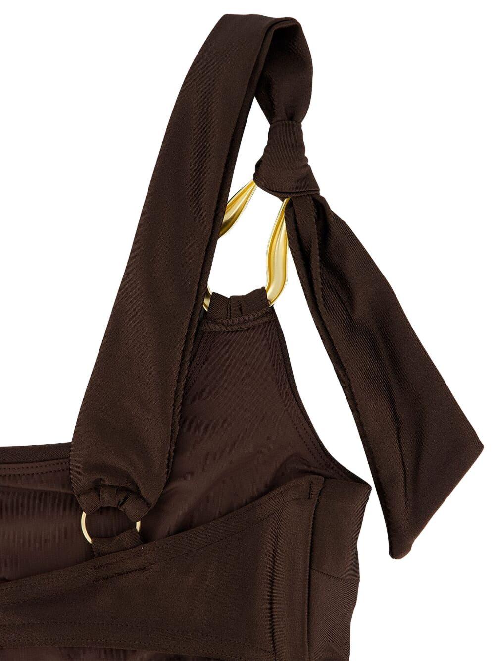 ZIMMERMANN Top bikini marrone monospalla 