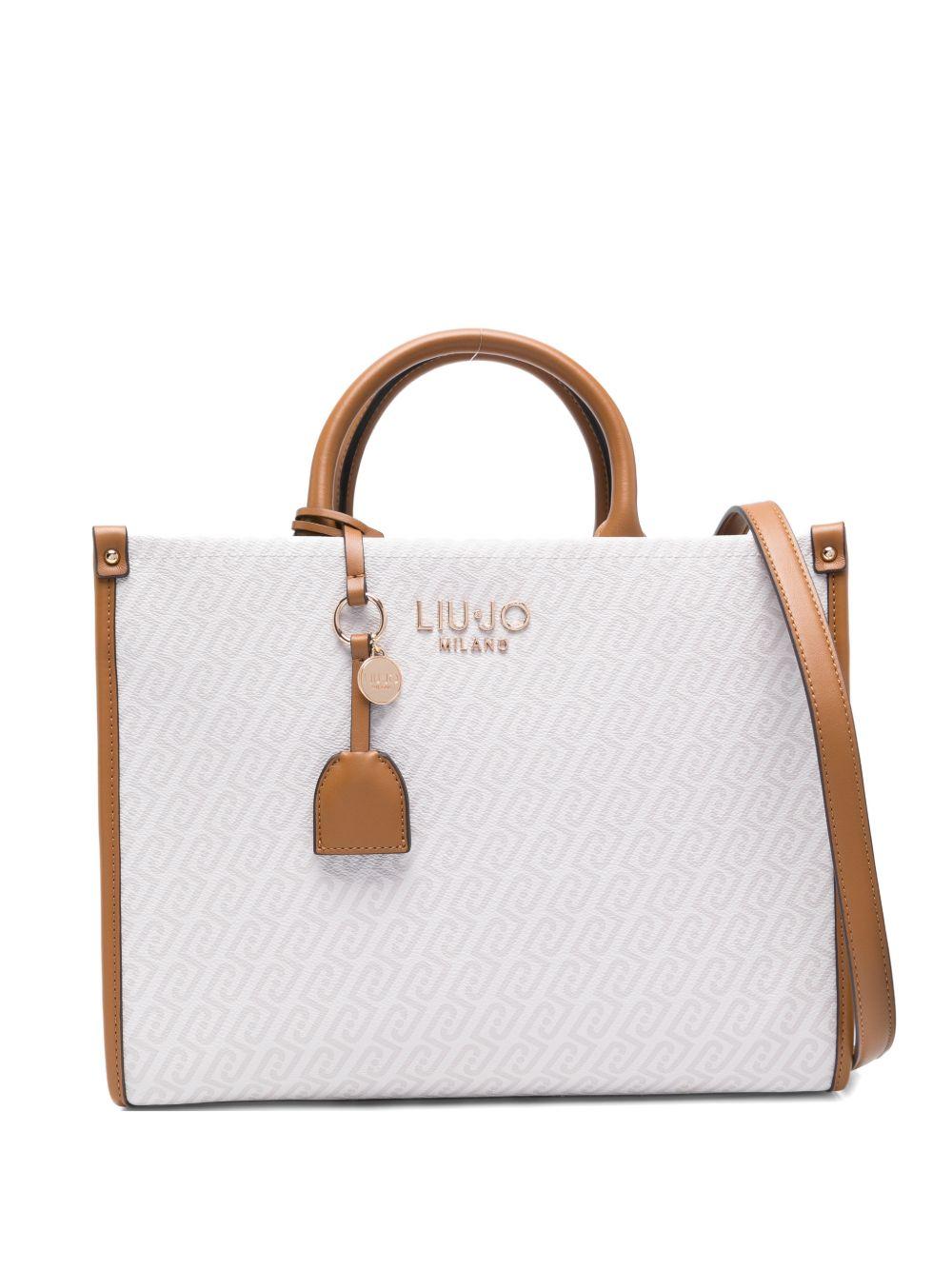 LIUJO Borsa a mano tote rosa con logo all-over 