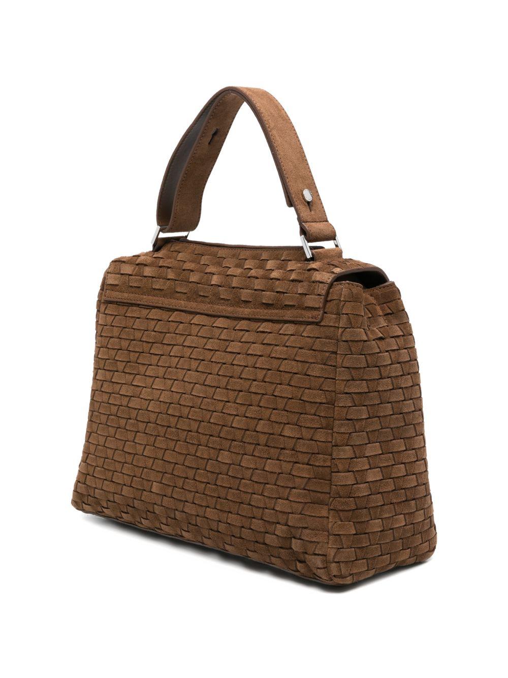 ORCIANI Borsa a spalla in suede Peach Woven Coa 