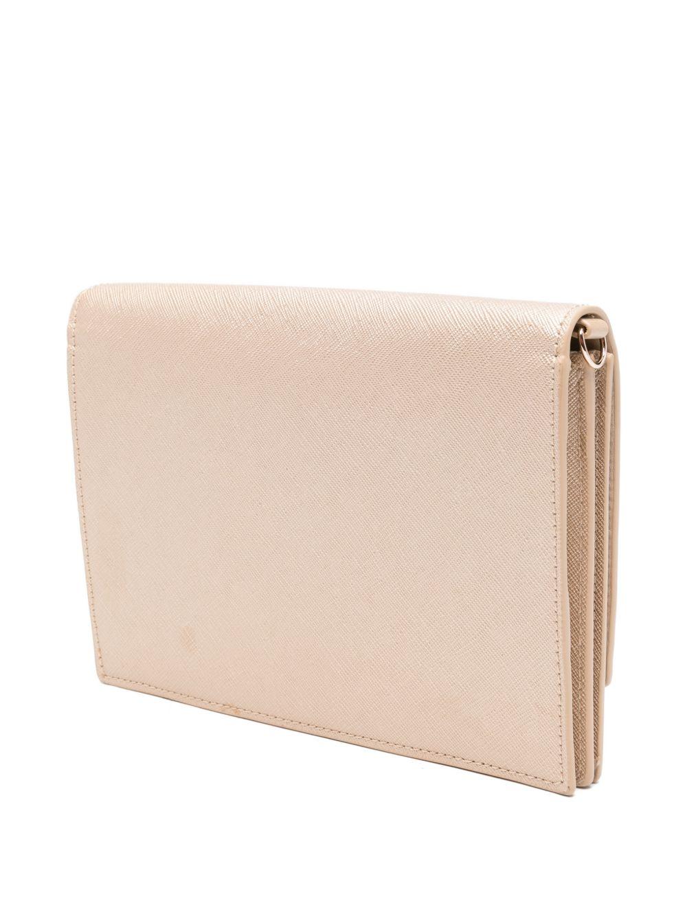 LIUJO Borsa a tracolla color champagne con placca logo 