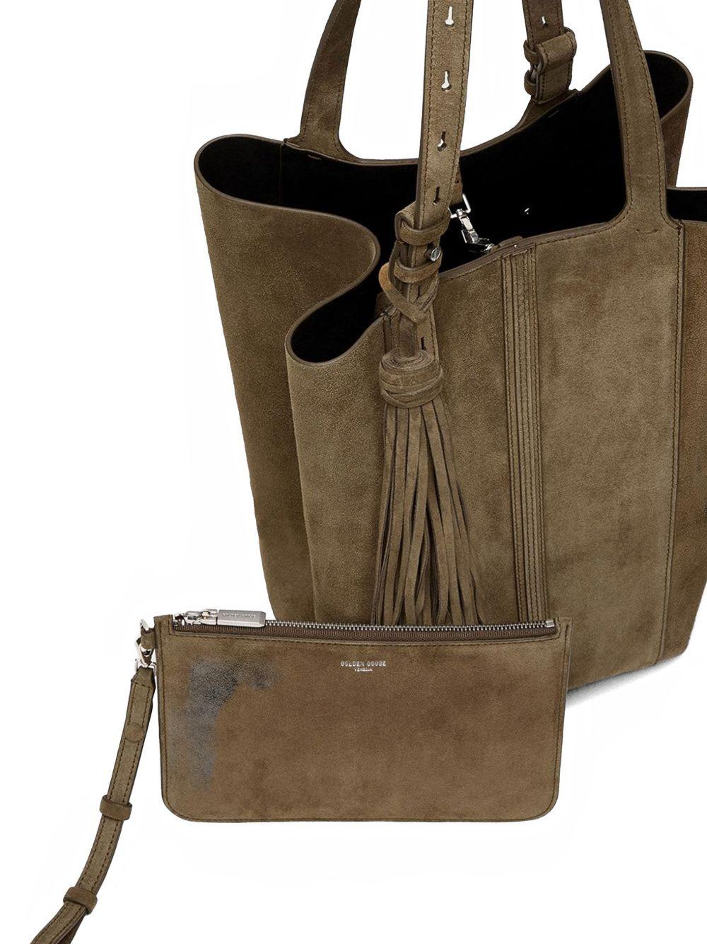 GOLDEN GOOSE Borsa 24/7 in suede verde oliva 