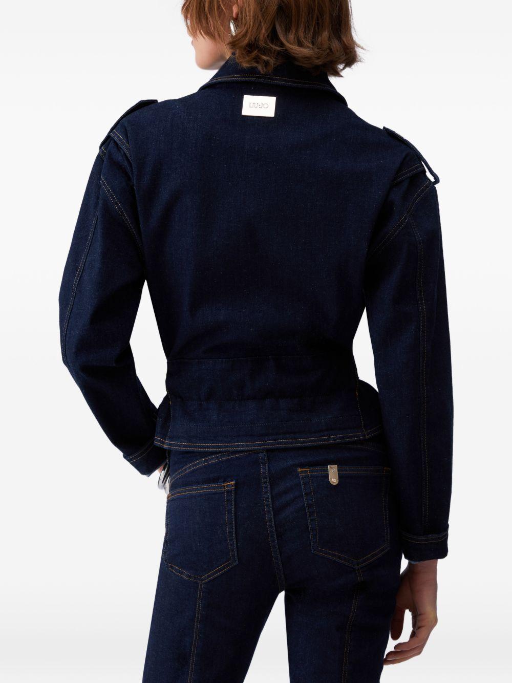 LIUJO Giacca strutturata in blu denim con cintura 