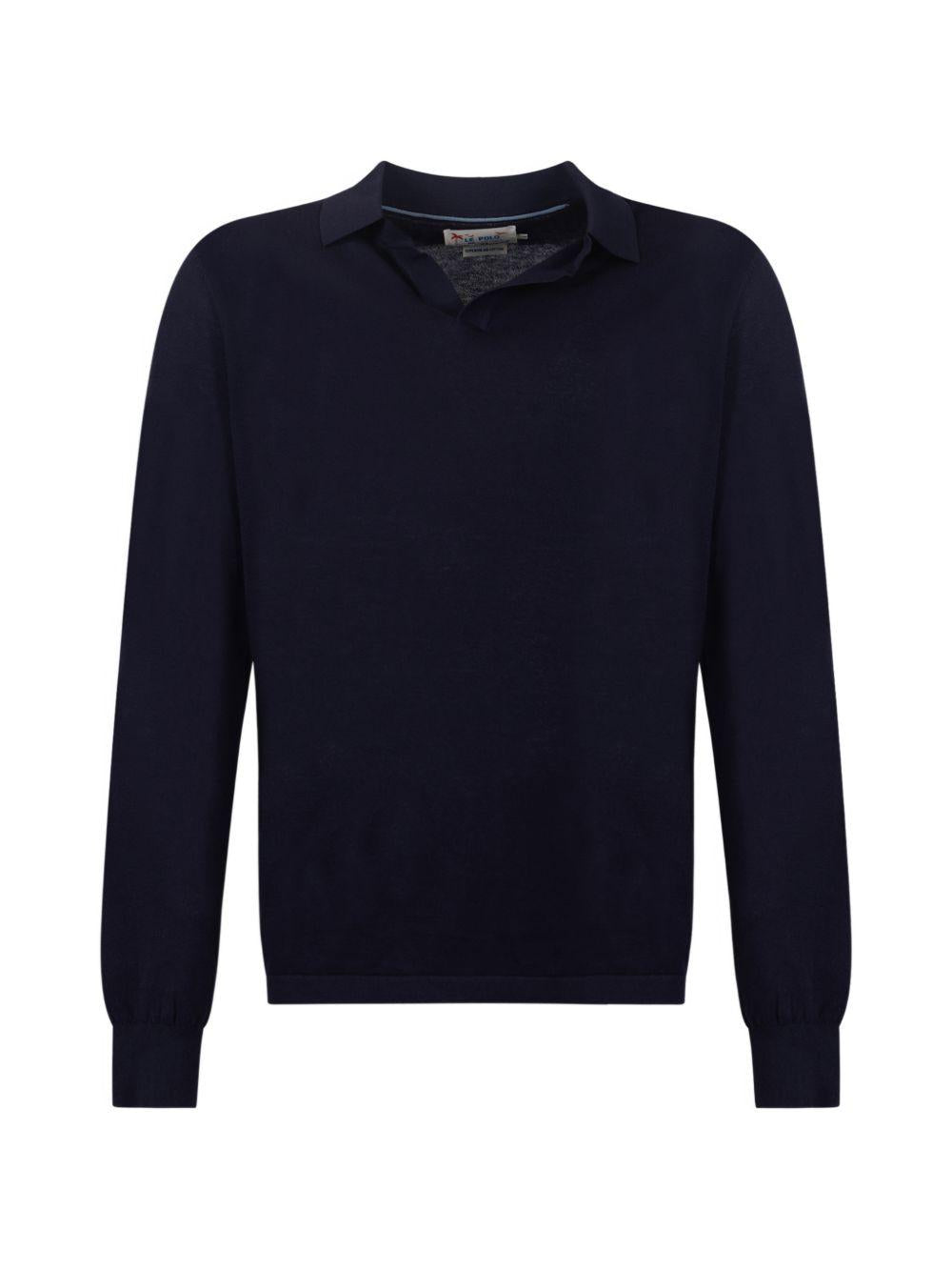 MC2 SAINT BARTH Polo in cotone blu navy Sloan Long Cotton 