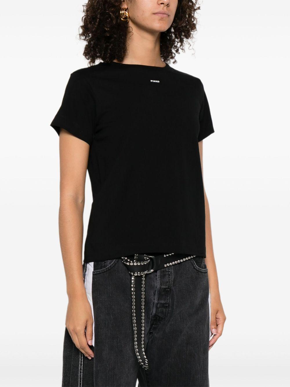 PINKO T-Shirt girocollo in cotone nero con logo<BR/> 