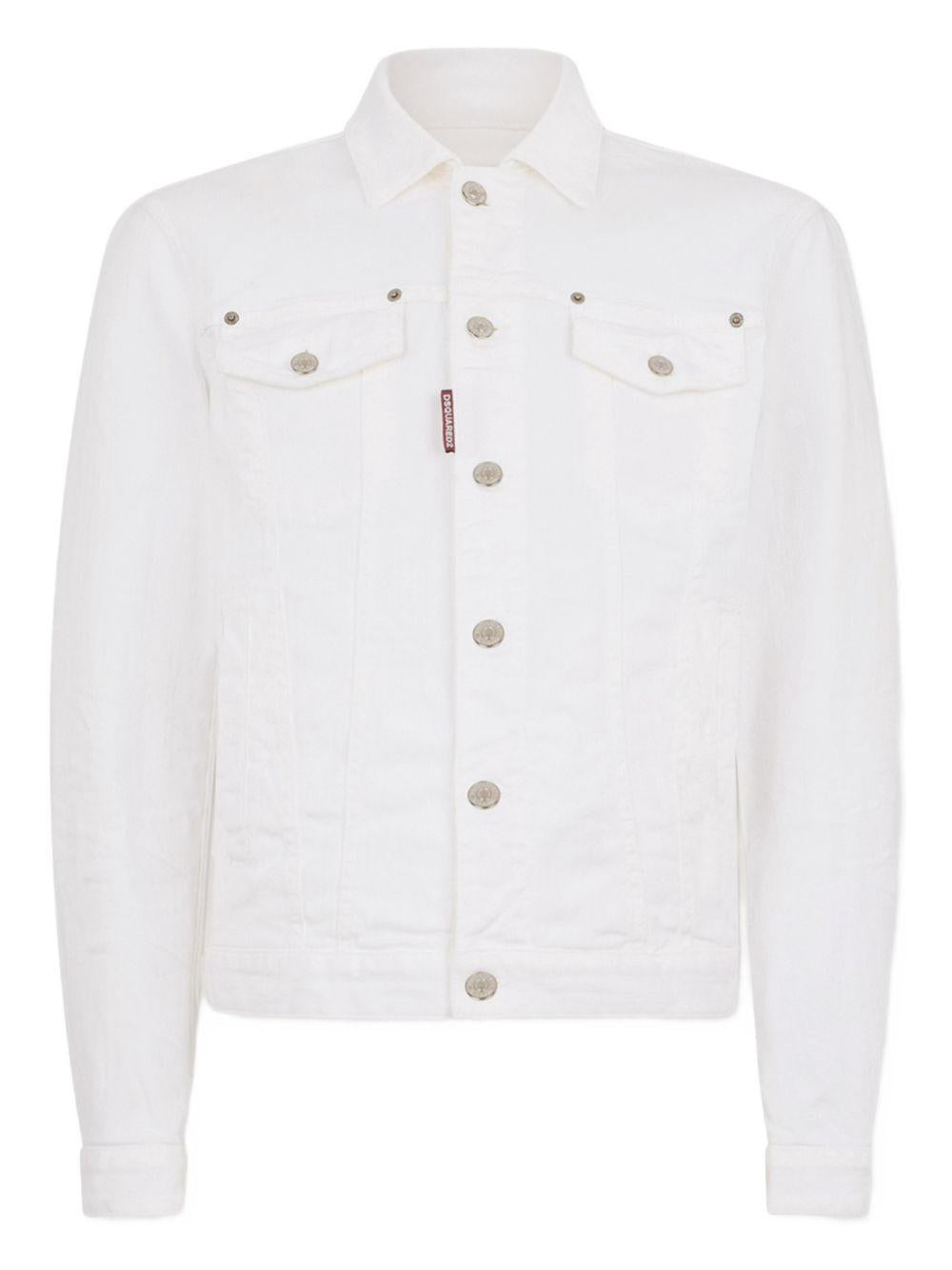 DSQUARED2 Giacca denim bianca con applicazione 