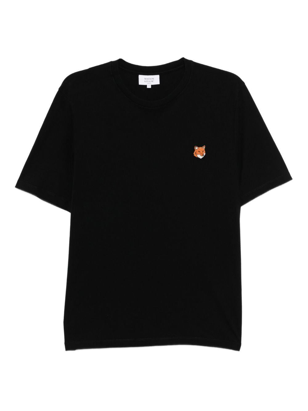 MAISON KITSUNE T-shirt in cotone nero con logo 