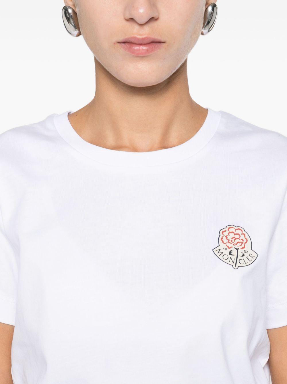 MONCLER T-shirt in cotone bianco con logo patch 