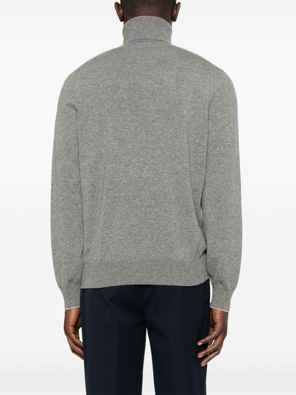 BRUNELLO CUCINELLI Maglia a collo alto in cashmere grigio 