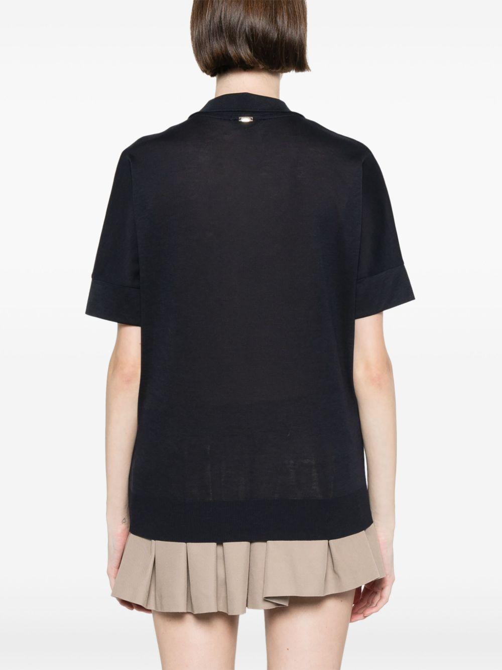 HERNO Polo a maniche corte in cotone blu 