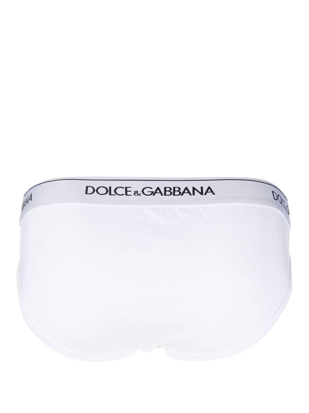 DOLCE e GABBANA Slip in bi-pack bianco con vita elasticizzata con logo 