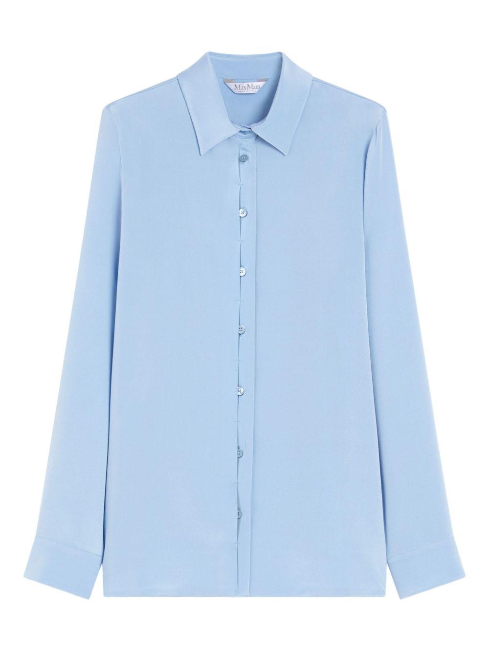 MAX MARA Camicia 'Avion' in cady di seta stretch azzurra 