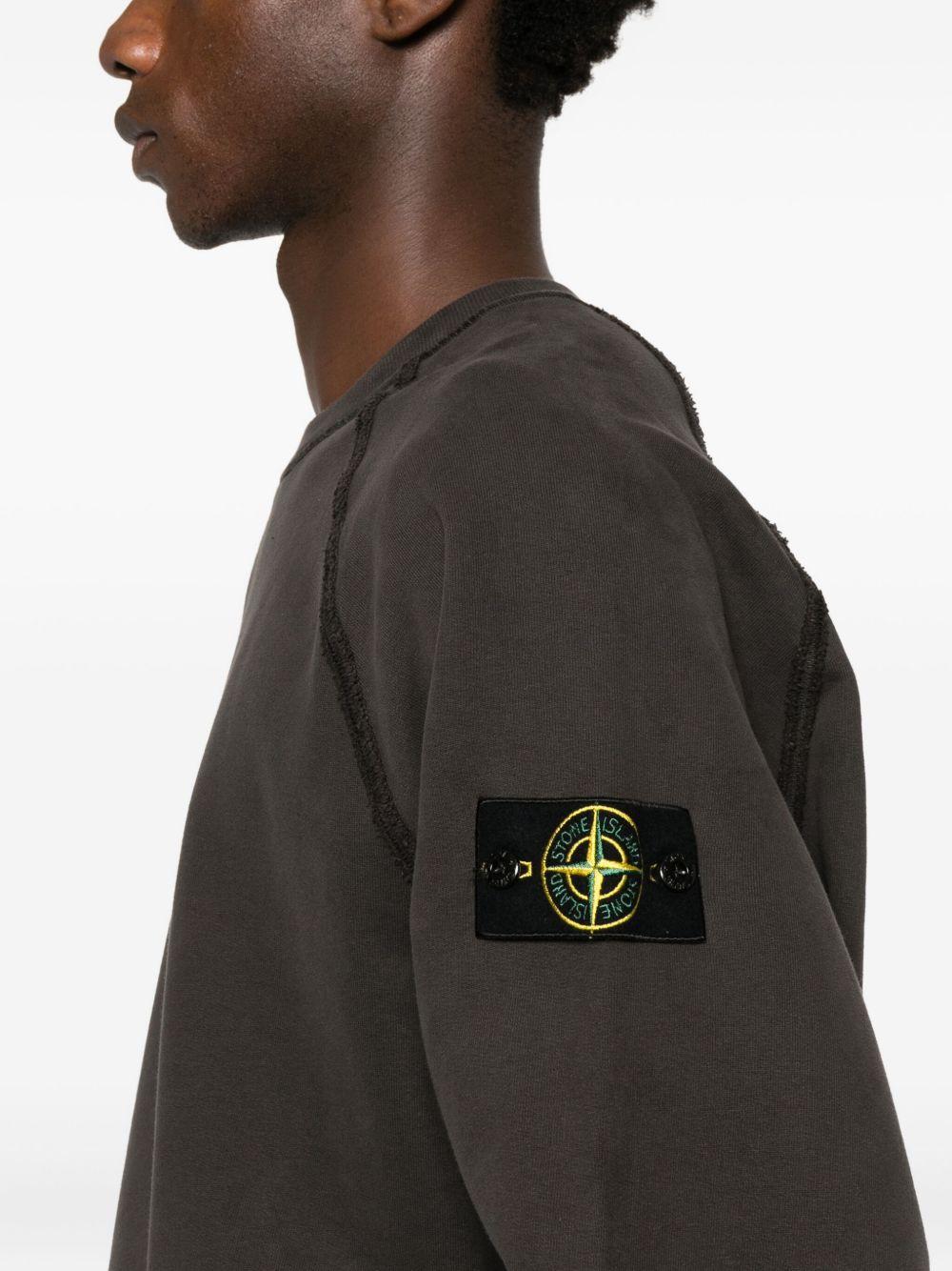STONE ISLAND Felpa con patch logo in cotone grigio 