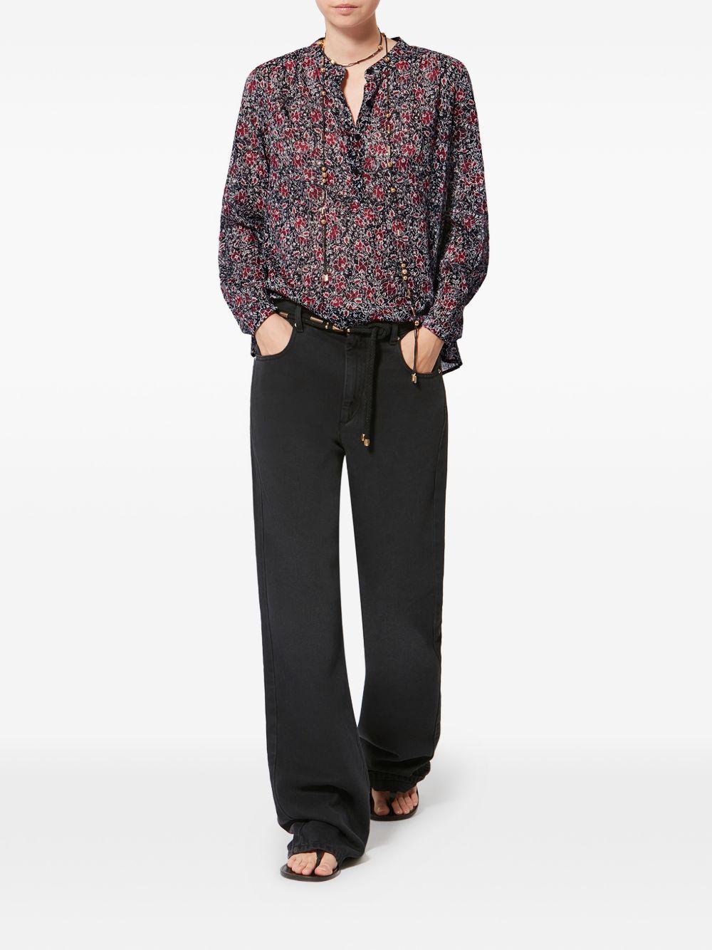 MARANT ETOILE Camicia cremisi in cotone con stampa floreale 