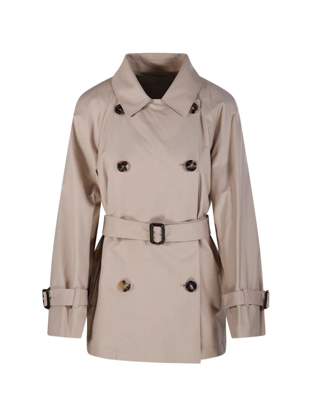 MAX MARA THE CUBE Trench Calle doppiopetto beige con cintura 