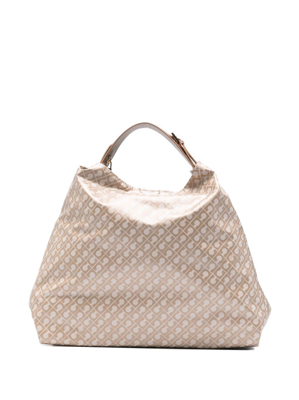 GHERARDINI Borsa a spalla color avorio Softy Creta con logo all-over 