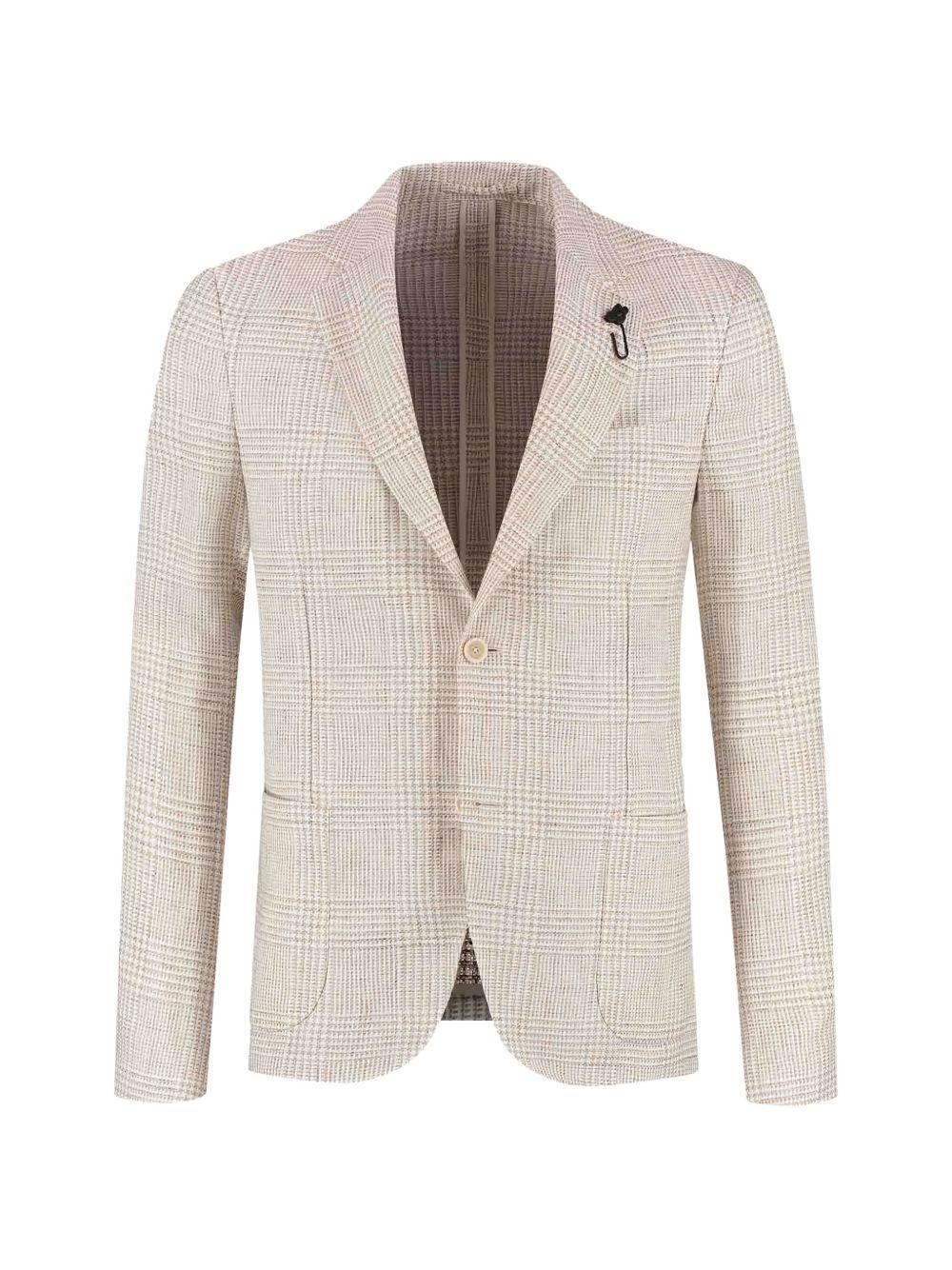 LARDINI Giacca con motivo check in cotone écru 