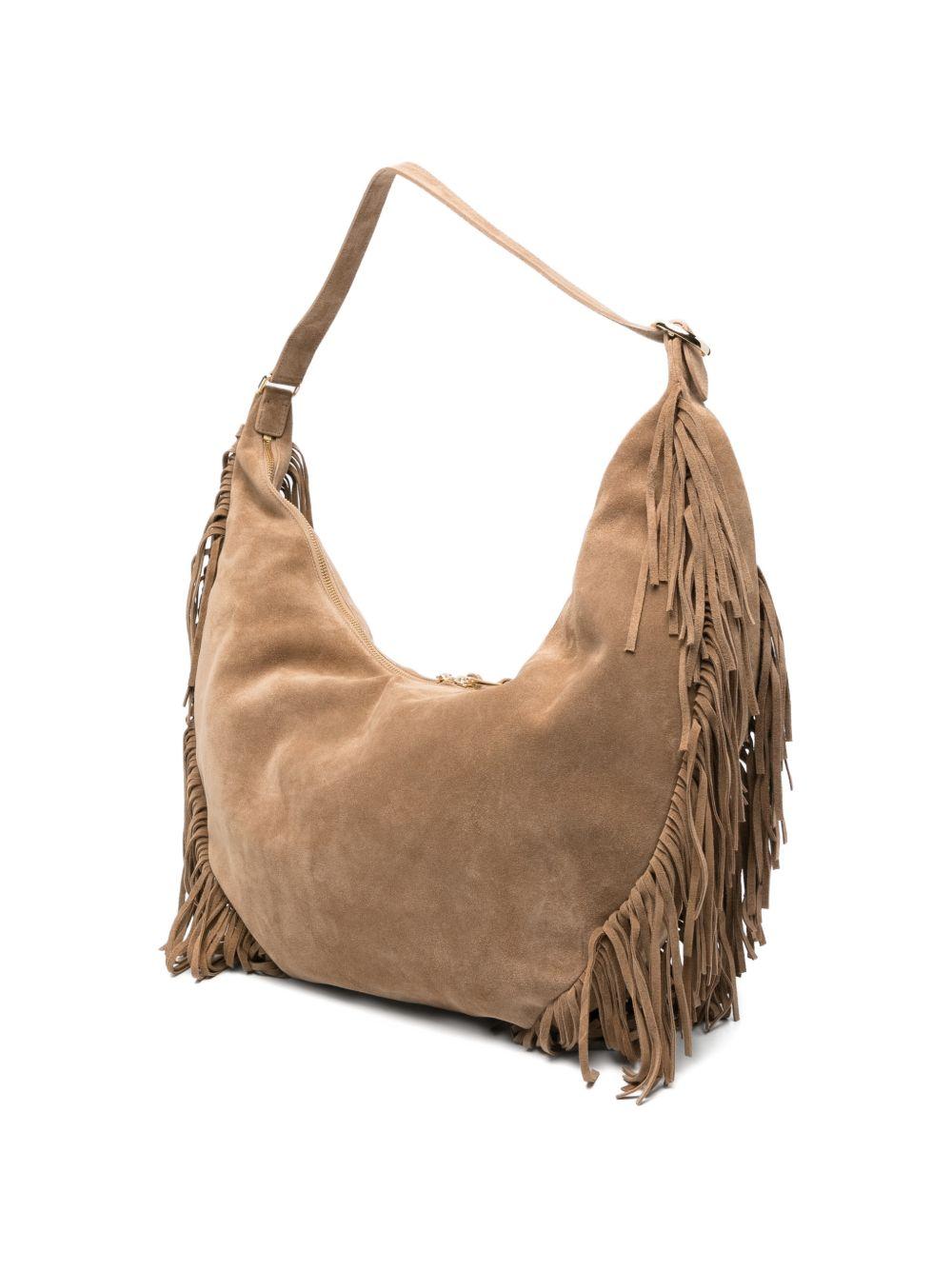 ORCIANI Borsa a semiluna Isola Peach Fringe con frange 