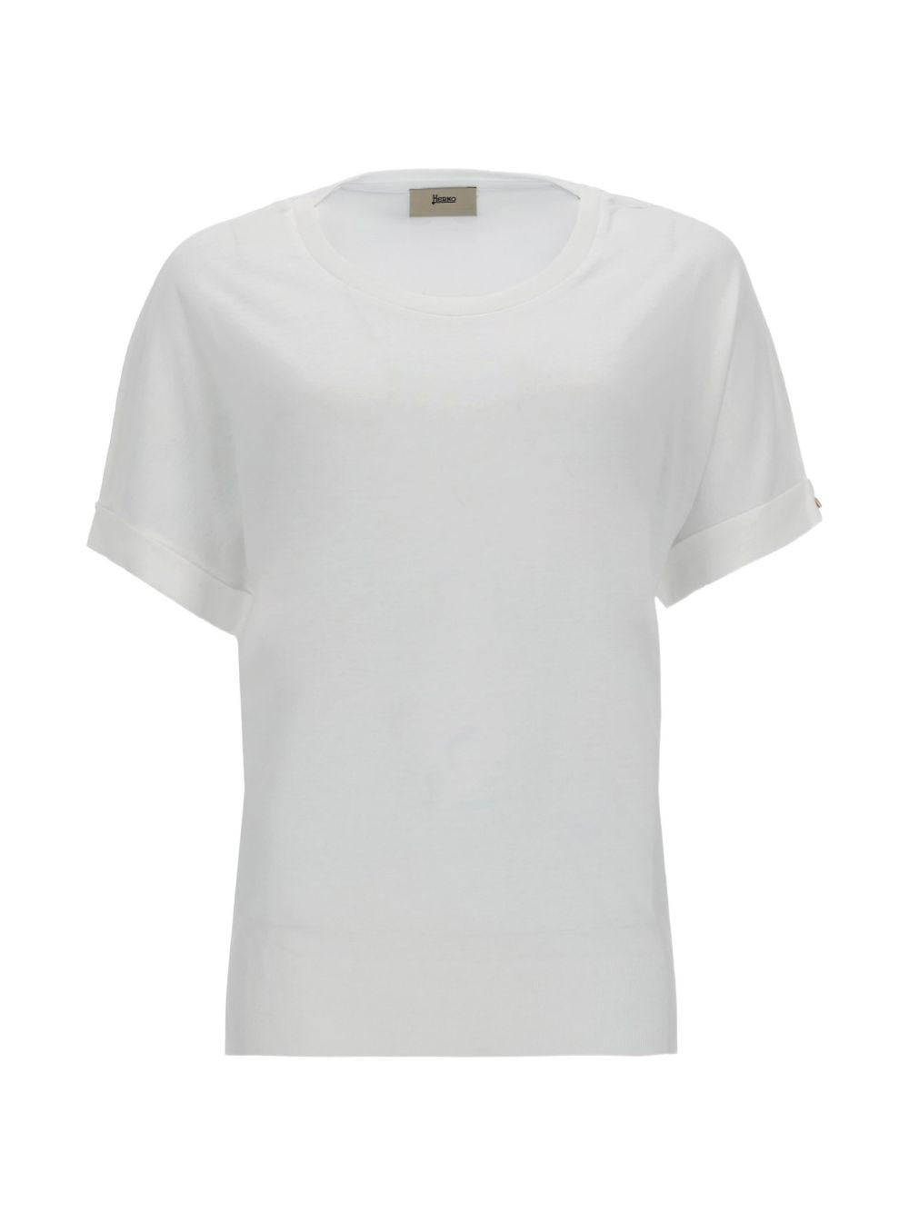 HERNO T-shirt in cotone bianco girocollo 