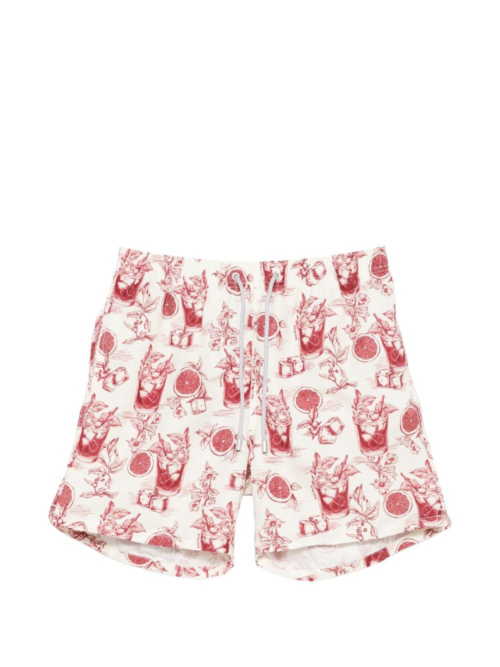 MC2 SAINT BARTH Costume Gustavia con fantasia bianco e rosso 