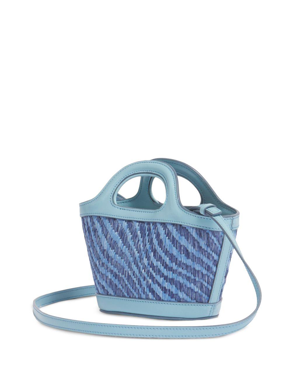 MARNI Borsa a mano azzurra con logo giallo 