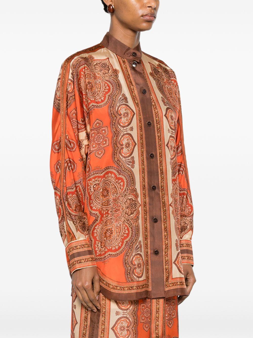 ZIMMERMANN Camicia Mahon Dolman in seta con stampa Paisley mandarino 