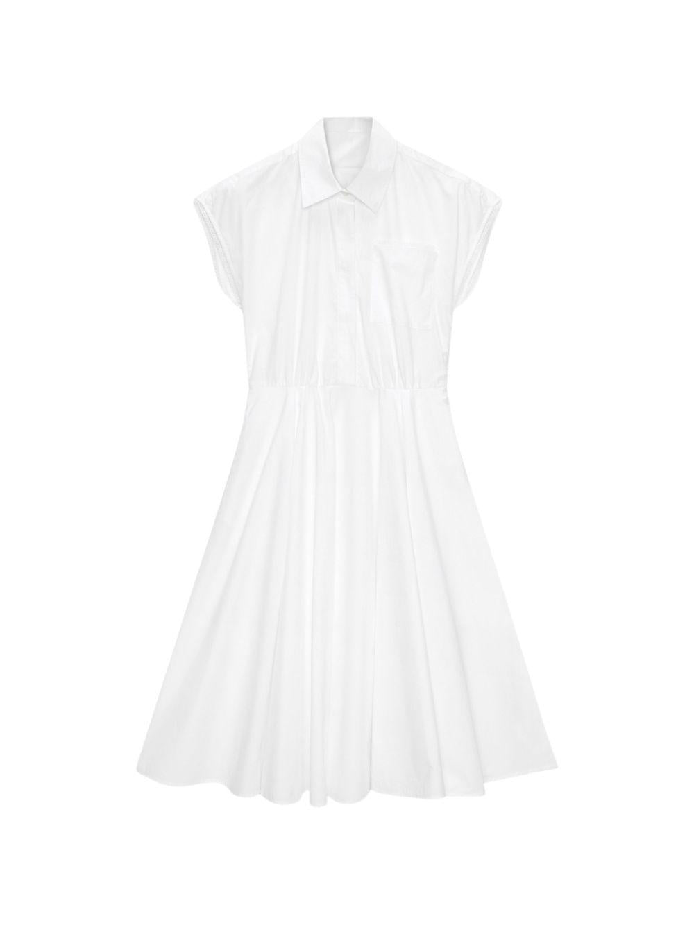MSGM Abito midi in popeline bianco 