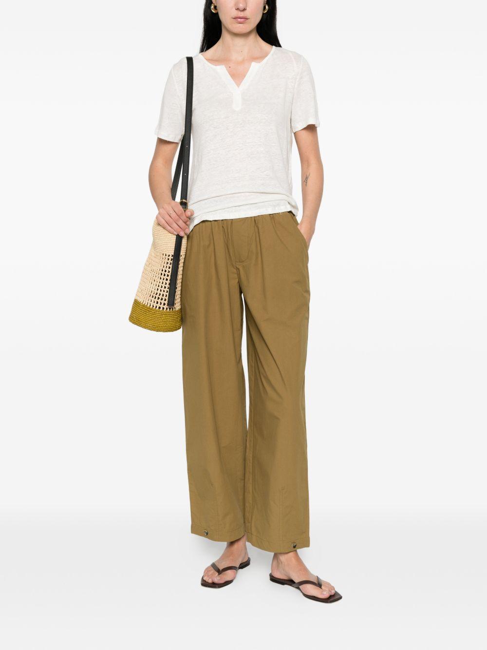 YERSE T-shirt Dunas in lino ecrù con scollo a V 