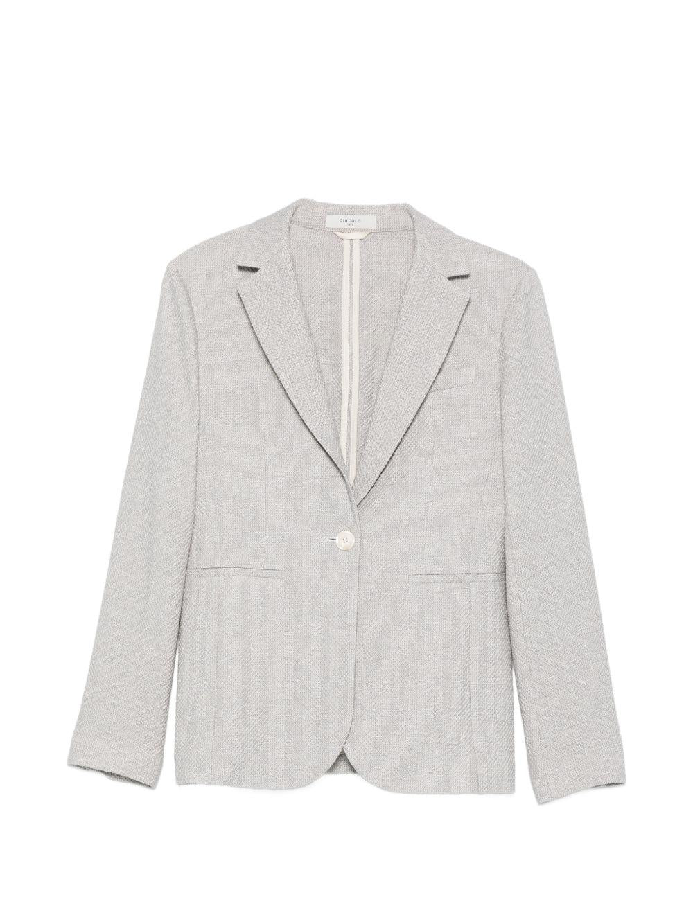 CIRCOLO 1901 Blazer in lino e cotone celeste monopetto 