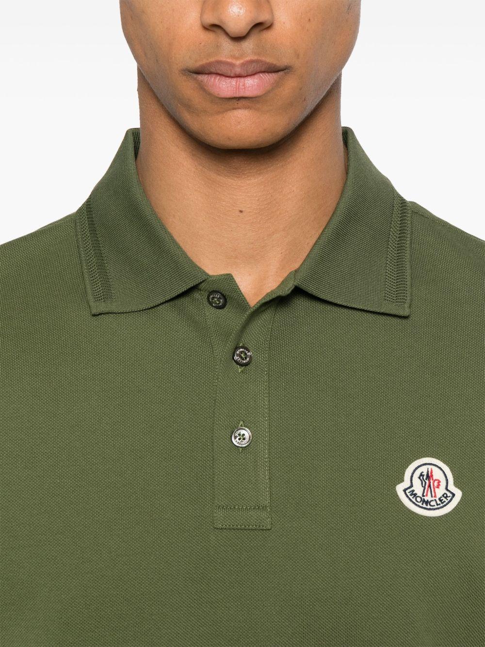 MONCLER Polo in cotone color kaki con logo 
