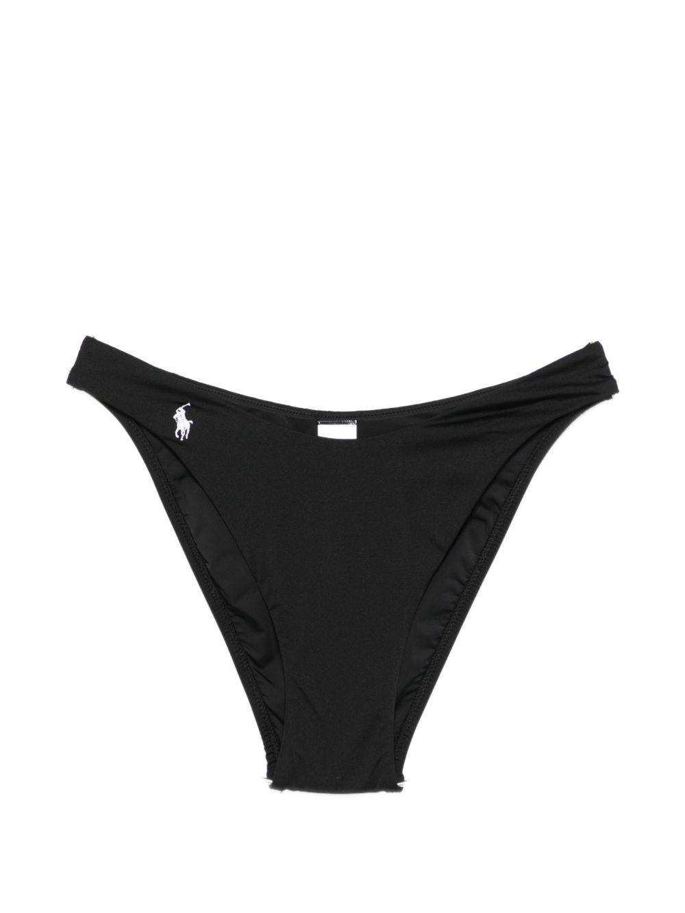 POLO RALPH LAUREN Slip bikini mare sgambato con logo nero 