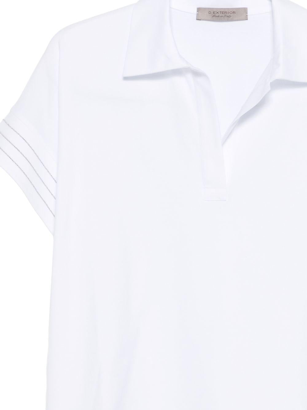 D EXTERIOR Polo in cotone elastticizzato bianco 