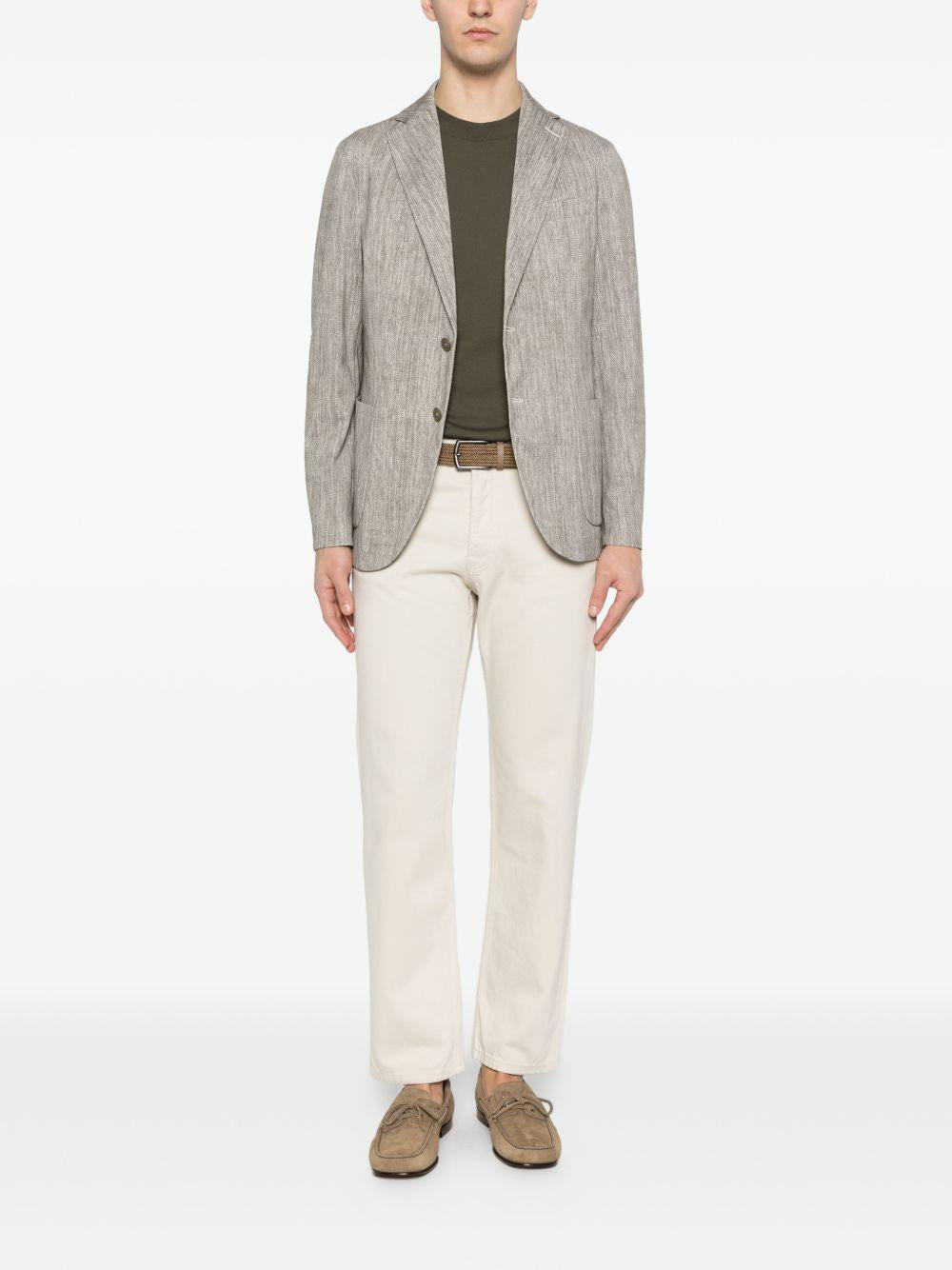 CIRCOLO 1901 Giacca Scrub monopetto in cotone beige con tasche 