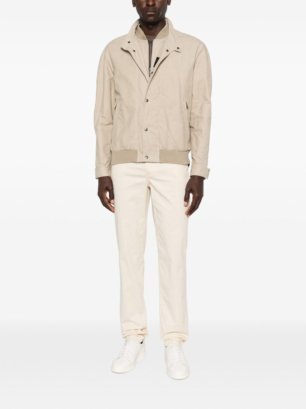 FAY Bomber zip-up beige con fondo a costine 