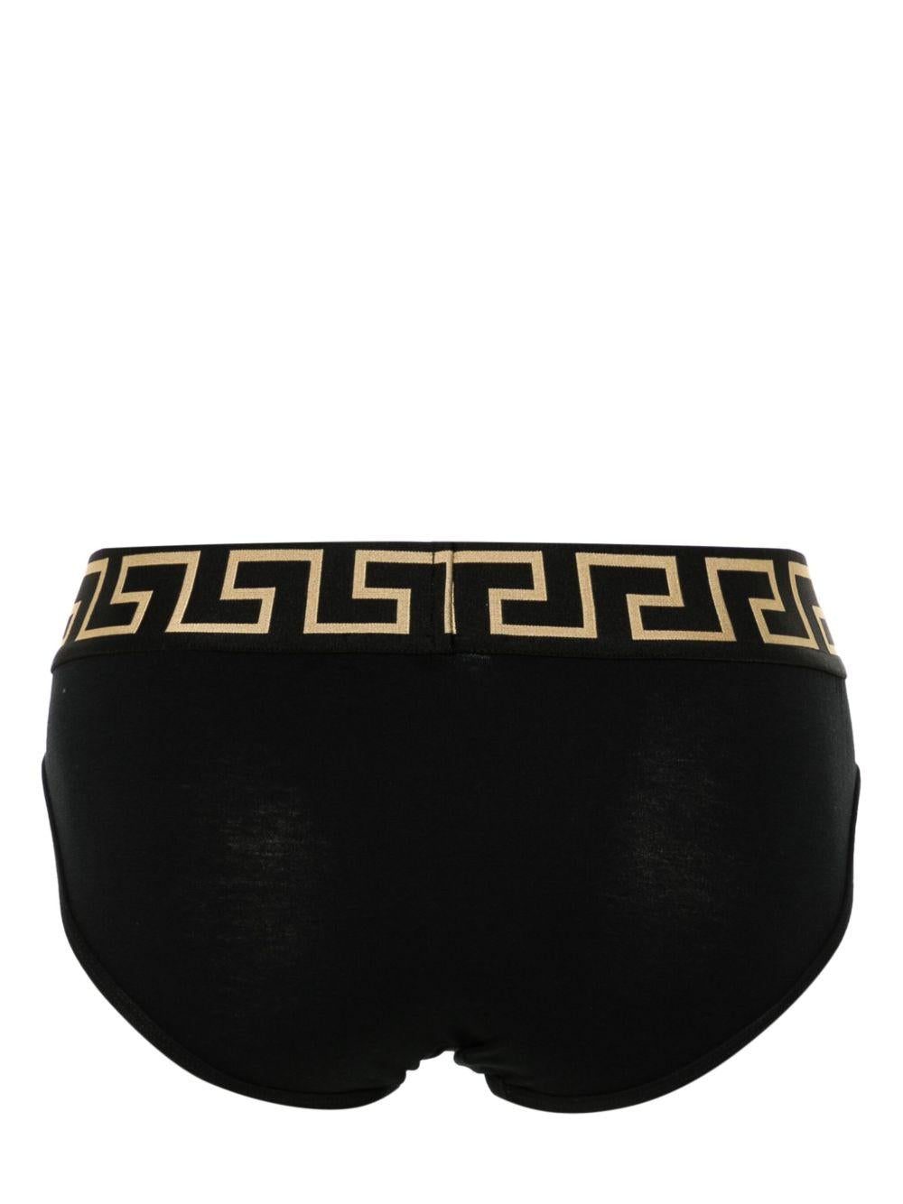 VERSACE Slip neri con motivo Greca 