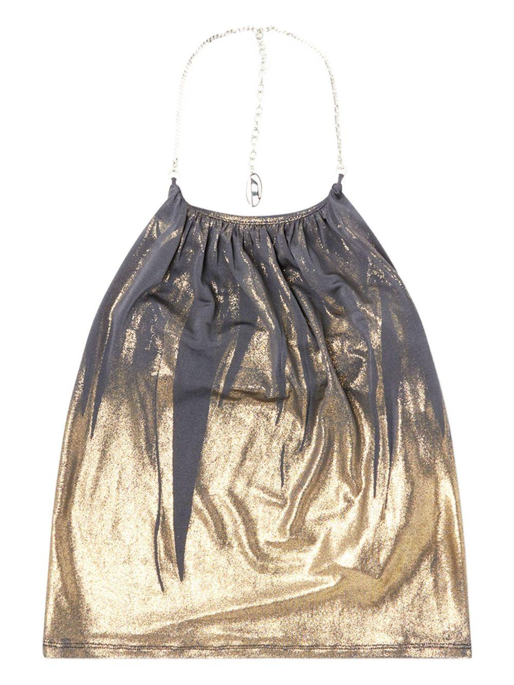 DIESEL Top halter effetto metallizzato 