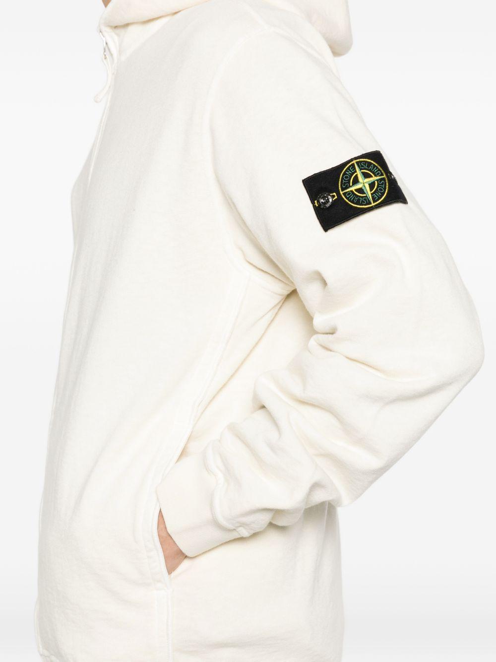 STONE ISLAND Felpa con zip in cotone avorio 